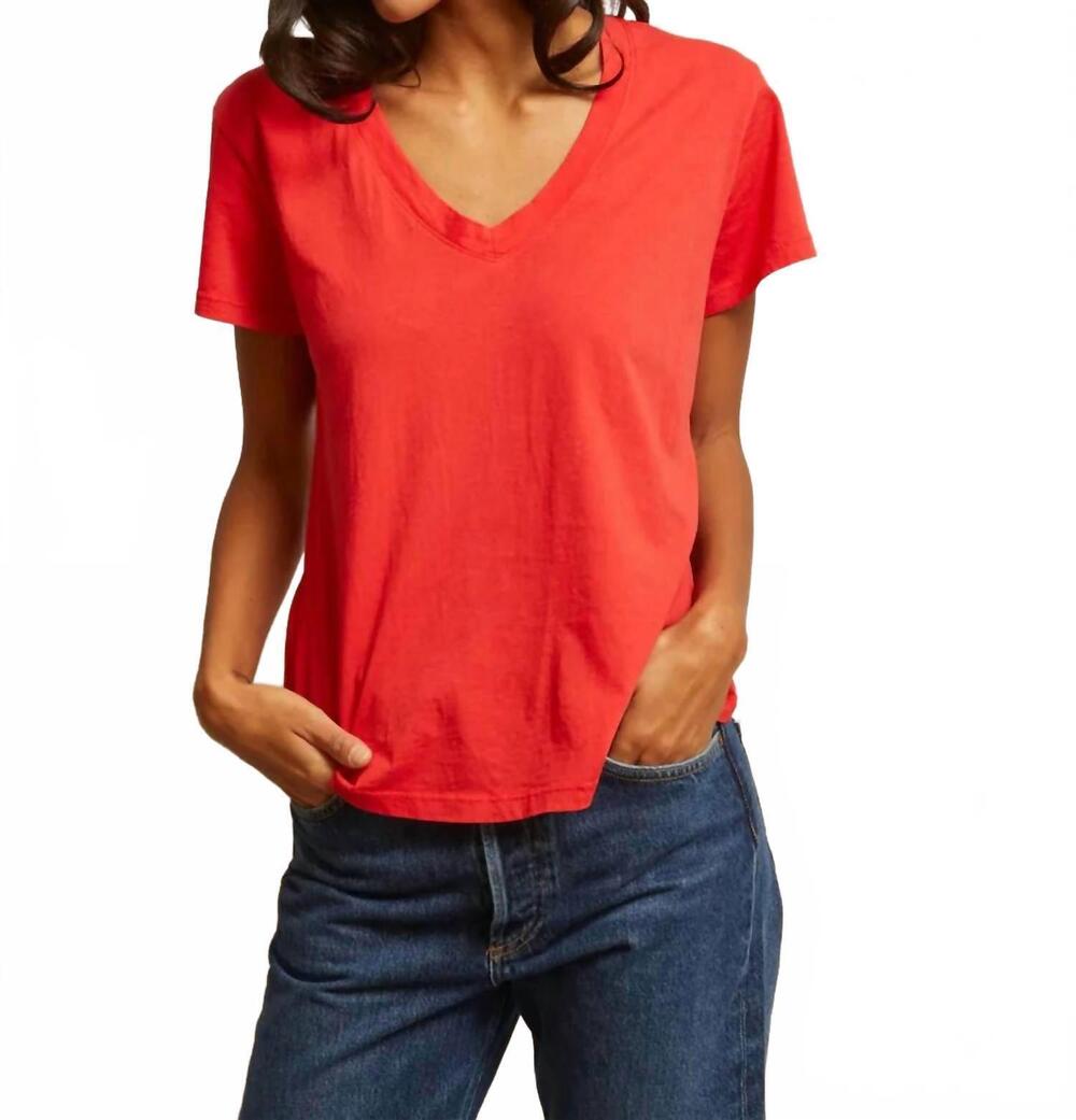 NEW PERFECTWHITETEE hendrix boxy v neck tee in red